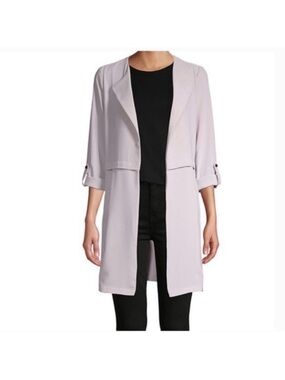 Philosophy Flowy Open Front Trench Jacket Sz M Light Gray